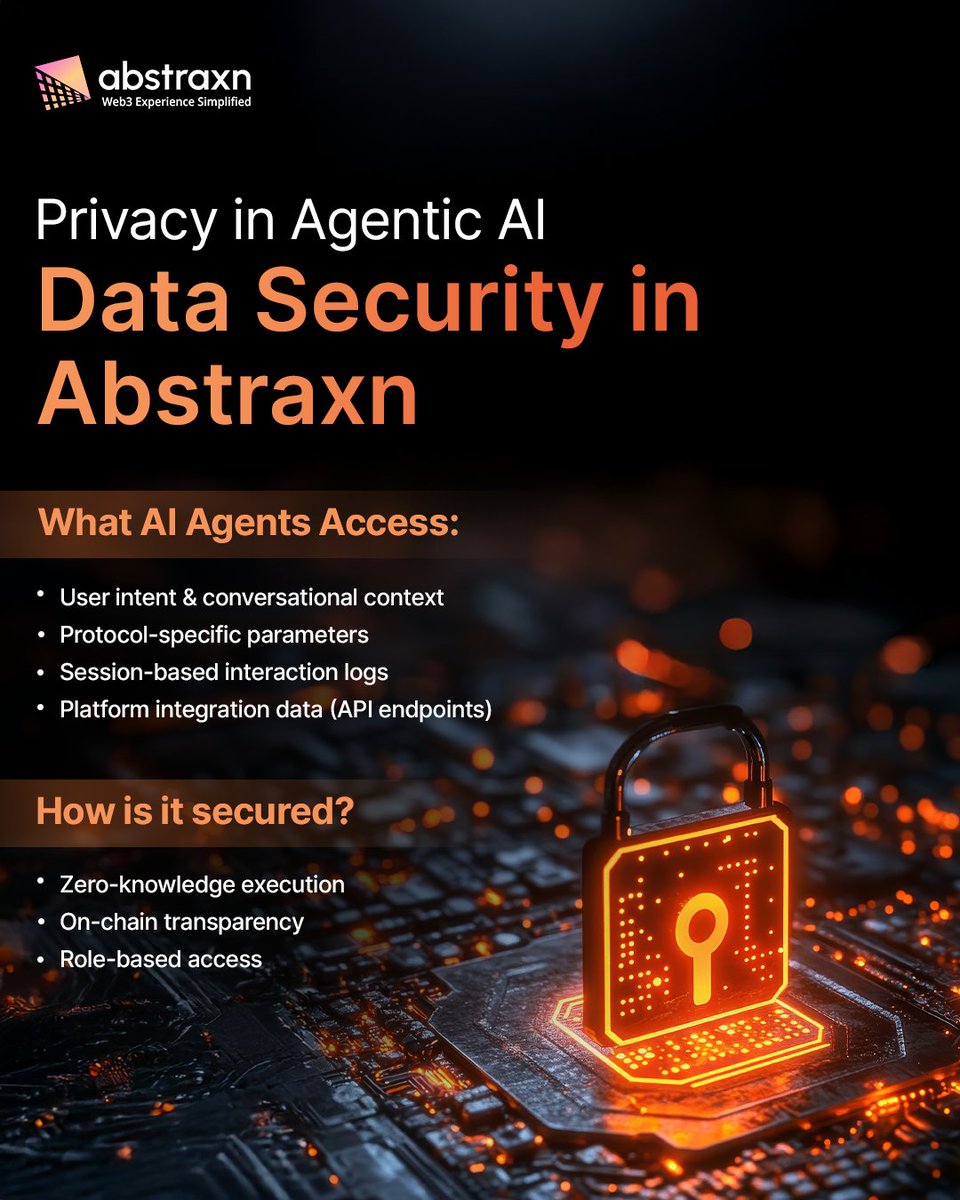 AbstraxnX's tweet image. Abstraxn’s intelligence agents operate without permanent data storage, encrypted by design.
We interpret intent, not identity!

#AIWeb3Agents #AccountAbstraction #Abstraxn #Blockchain #Intent