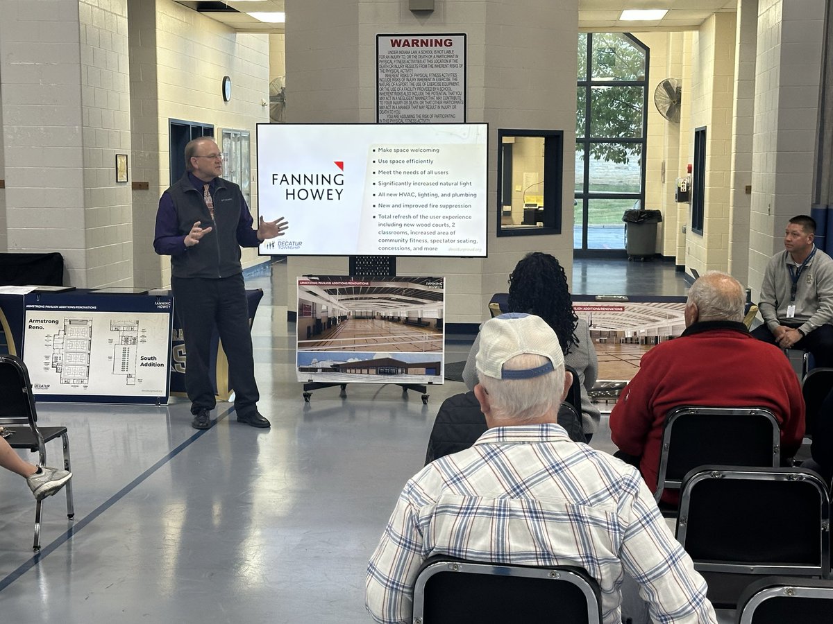 Preview meeting for the upcoming renovation of Armstrong Pavilion. Thank you community members for joining us today! This space will be funded with no tax rate increase and will benefit students and the community. “A pavilion for all!”#DecaturProud