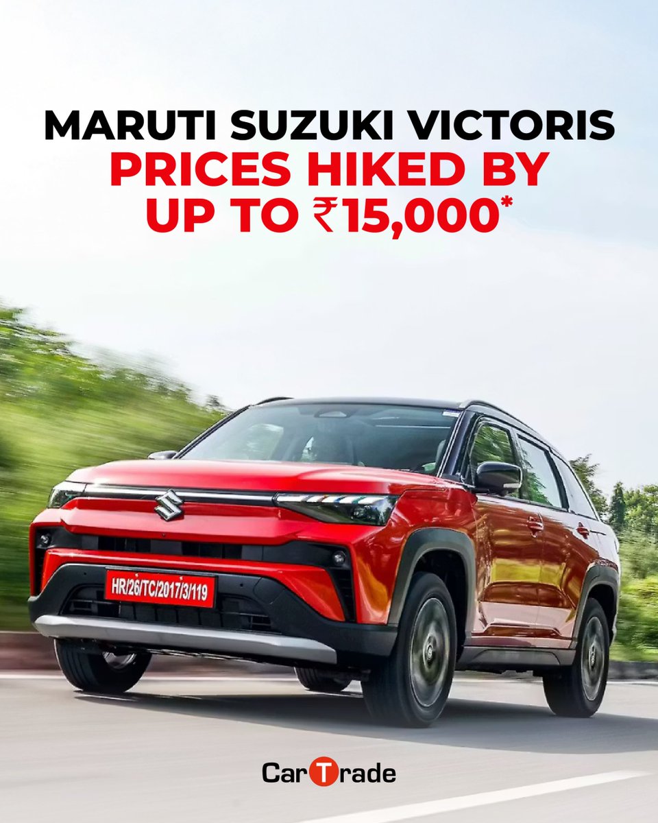 Price update alert!📈

Maruti Suzuki has revised prices for select variants of the new Victoris SUV.

#marutisuzukivictoris #pricehike #ctnews #post #marutisuzuki #arena #arenasuv #update #trending