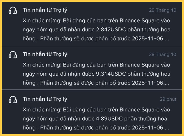 🔥Binance Square - Nhặt tiền lẻ cùng Write to earn #5PC <a href="/BinanceWallet/">Binance Wallet</a> 

Ngày nào cũng vậy, đúng 19 giờ thì Binance Square sẽ thông báo doanh thu từ Write to earn mà bạn đã đạt được.

Sau nhiều ngày đăng bài liên tục thì đến nay mình cũng đã ra được thành quả hẹ