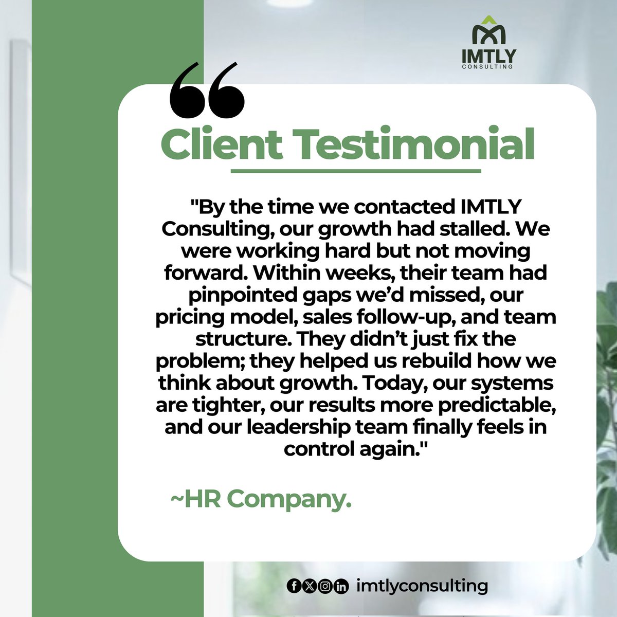 imtly_llc's tweet image. Not every business needs more effort, some just need better direction.

This is what happens when IMTLY Consulting is involved.  

#IMTLY #IMTLYConsulting #GrowthConsulting #BusinessClarity #SMETransformation #consultancyservicesinnigeria
