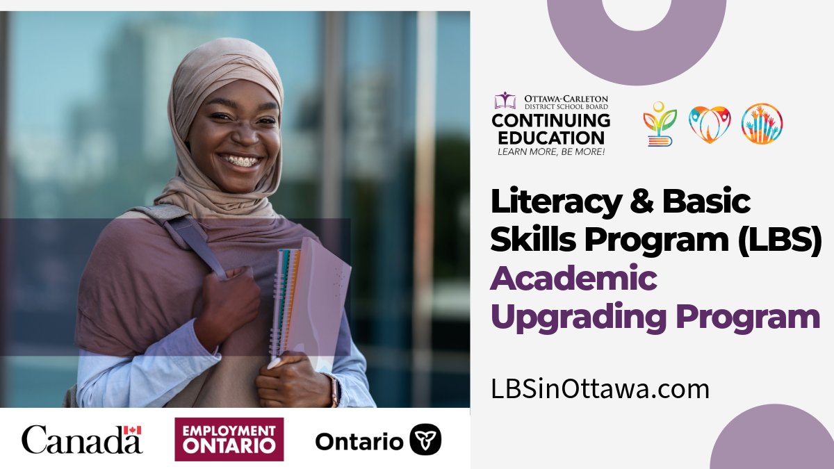 Upgrade your skills &amp; open new doors! Improve reading, writing, math, or computer skills &amp; meet admission requirements for school/training.
More info at: lbsinottawa.com
#AdultLearning #OCDSB #ContinuingEducation