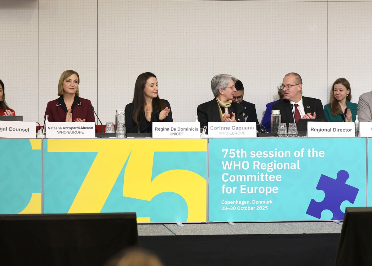 Honoured to join the 75th session of the <a href="/WHO_Europe/">WHO/Europe</a> Regional Committee alongside <a href="/hans_kluge/">Hans Kluge</a> for the endorsement of “A healthy start for a healthy life” – the new <a href="/WHO/">World Health Organization (WHO)</a> and <a href="/UNICEF/">UNICEF</a> strategy to strengthen child and adolescent health and well-being in the region. With shared