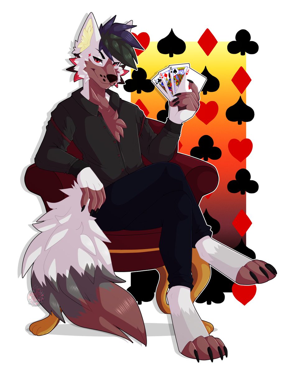 Want to play a game? Commission completed for <a href="/AshTheHellHxund/">Ash (also on 🦋) 🔜 CFz2025</a> of their character, Solitare! ♠️♥️♣️♦️
.
#furry #furryartist #furryfandom