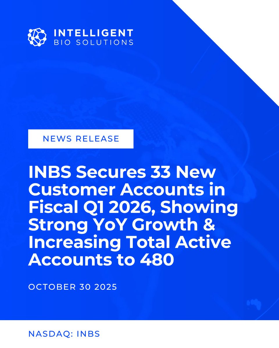 ibs_inc_'s tweet image. $INBS added 33 new customer accounts in fiscal Q1 2026, a 50% YoY increase, bringing total active accounts to 480+. Growth was led by maritime, logistics, construction, and new entry into government.

Read more: hubs.li/Q03PQ8S40

#INBS #DrugTesting #WorkplaceSafety