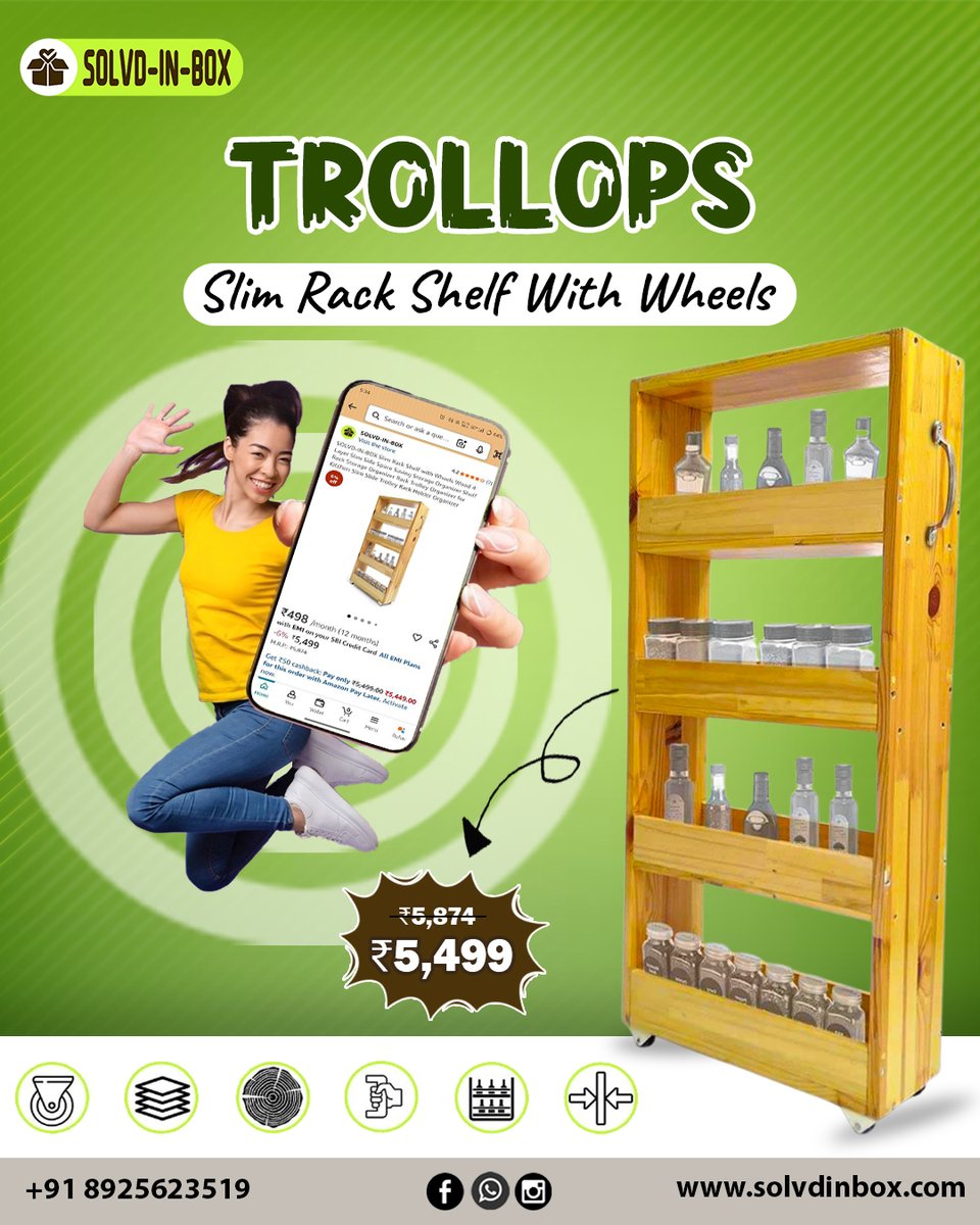 solvdinbox's tweet image. Trollops – Slim. Stylish. Smart.
4-layer pinewood rack on wheels for any space!
🌐 solvdinbox.com | 📱 +91 89256 23519
#SolvdInBox #Trollops #SpaceSaver #HomeEssentials