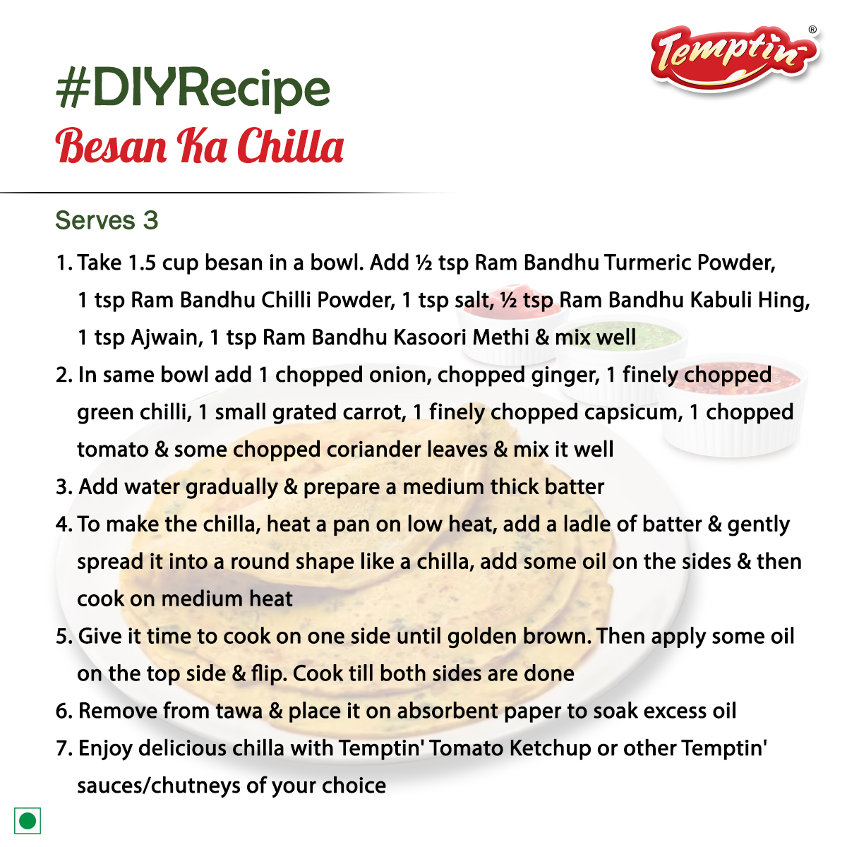 Try this quick and simple recipe for a delicious twist.

[Temptin Recipe, Quick Recipe, Besan Chilla, DIY Recipe, Foodie, Foodies]