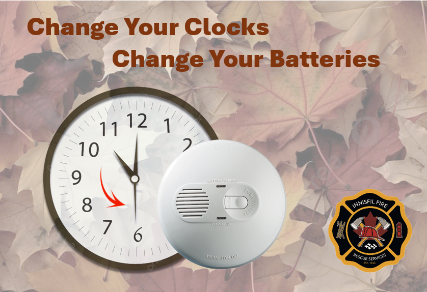 🕐 This weekend, clocks go back one hour!
When you change the time, change your smoke alarm batteries too. A quick check could save a life. 🔥🚒
<a href="/Innisfil_FIRE/">Innisfil Fire</a> #FireSafety  #SmokeAlarmsSaveLives