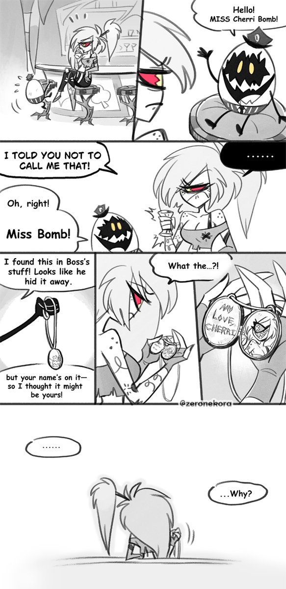 🐍🍒  

𝙀𝙜𝙜 𝙗𝙤𝙞 𝙛𝙤𝙪𝙣𝙙 𝙨𝙤𝙢𝙚𝙩𝙝𝙞𝙣𝙜...

#HazbinHotel #CherriSnake 
#SirPentious (?) #CherriBomb 