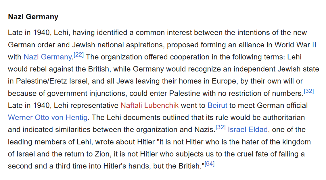 CraigJo37661463's tweet image. Actually, the Nazi collaborators were the Zionist terrorists Lehi, which later morphed into the Likud Party. Likewise, the Zionist Stern Gang was also willing to ally with fascist Italy.