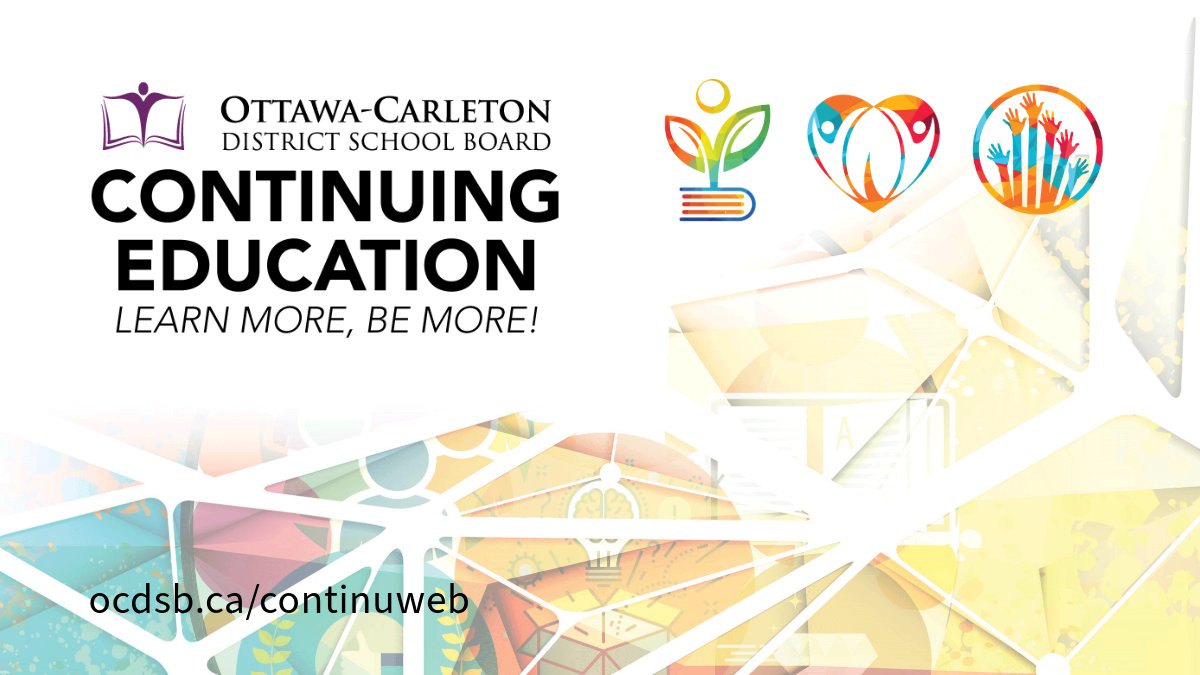 Are you looking for a way to continue your education or improve your skills? The OCDSB Continuing Education Department has a variety of programs coming up!
Check current programs: ocdsb.ca/download/482980
Visit our website: ocdsb.ca/continuweb
#ContinuingEducation