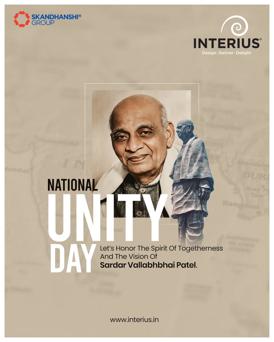 _interius's tweet image. Honoring the Iron Man of India

On this Unity Day, let’s come together to celebrate the legacy of Sardar Vallabhbhai Patel — the visionary leader who united a diverse nation with his unwavering courage and determination.

#INTERIUS #RashtriyaEktaDiwas #UnityDay #IronManOfIndia