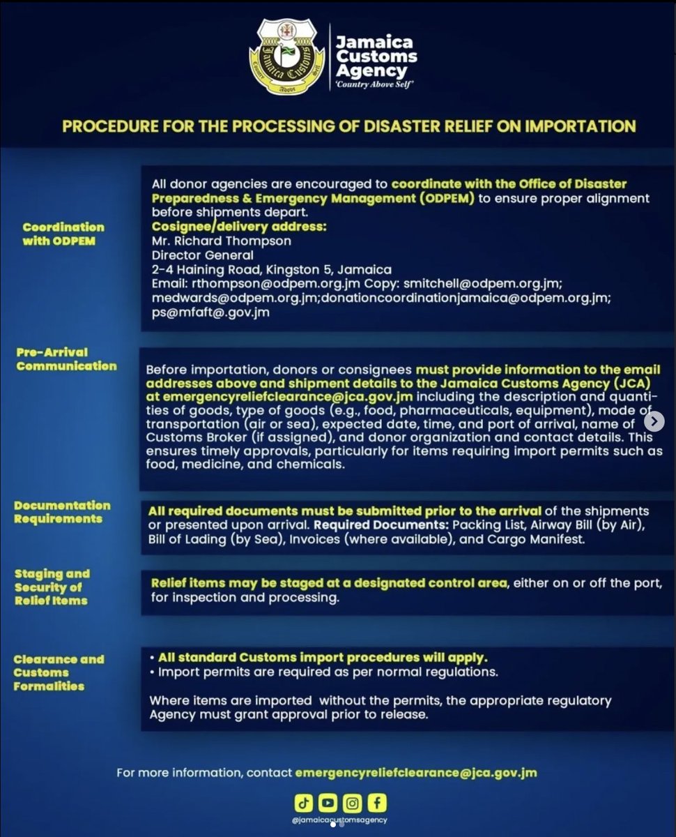 For easy reading i've converted these guidelines to still images + the guidelines for those sending aid from abroad. For the full list of what's needed please visit the official GOJ website. 
Every bit counts! My heart goes out to all the families affected by Hurricane Melissa.😢