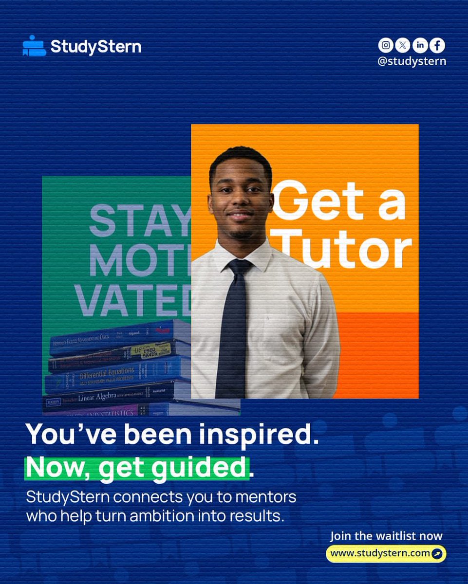 StudyStern's tweet photo. You don't lack information; what you lack is direction. GET the GUIDANCE and MENTORSHIP your future will be proud of. StudyStern is your sure plug for that..🫵🏽🫡

Join our waitlist for exclusive early access when we launch!

👉https://t.co/NLEKUGrcs7 

#StudyStern https://t.co/f273iLdzTx