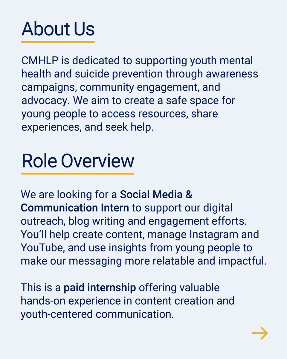 CMHLPIndia's tweet image. 1/2 📢 #InternshipAlert

We&apos;re hiring a Social Media &amp;amp; Communication Writing Intern at CMHLP!

If you love writing, digital strategy, and mental health storytelling, this one’s for you.