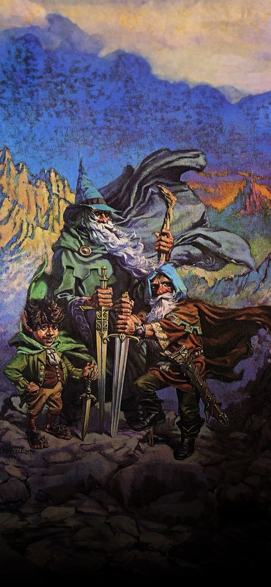 loganletsgo's tweet image. I've seen the films many times, but only now at 33 am I reading Tolkien's LOTR books for the first time. Can't believe I deprived my younger self of this joy

"You aren't nearly through this adventure yet" says Bilbo Baggins

Three Elven blades painting (1980s) by Randy Berrett
