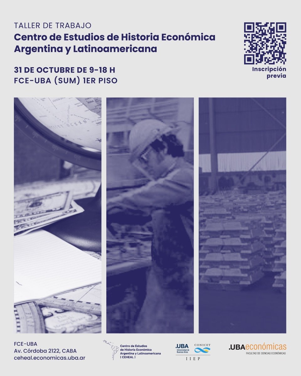#MAÑANA
📌Taller de trabajo  <a href="/CEHEAL_IIEP/">CEHEAL</a> |  <a href="/iiep_oficial/">Instituto Interdisciplinario de Economía Política</a> 
🗓️viernes 31/10 | 9-18 h

🏛️<a href="/UBAeconomicas/">Facultad de Cs. Económicas UBA</a> | SUM
📝Inscripción previa ⬇️
🔗bit.ly/3L9RI91
Programa ⬇️
🔗bit.ly/ProgramaTaller…