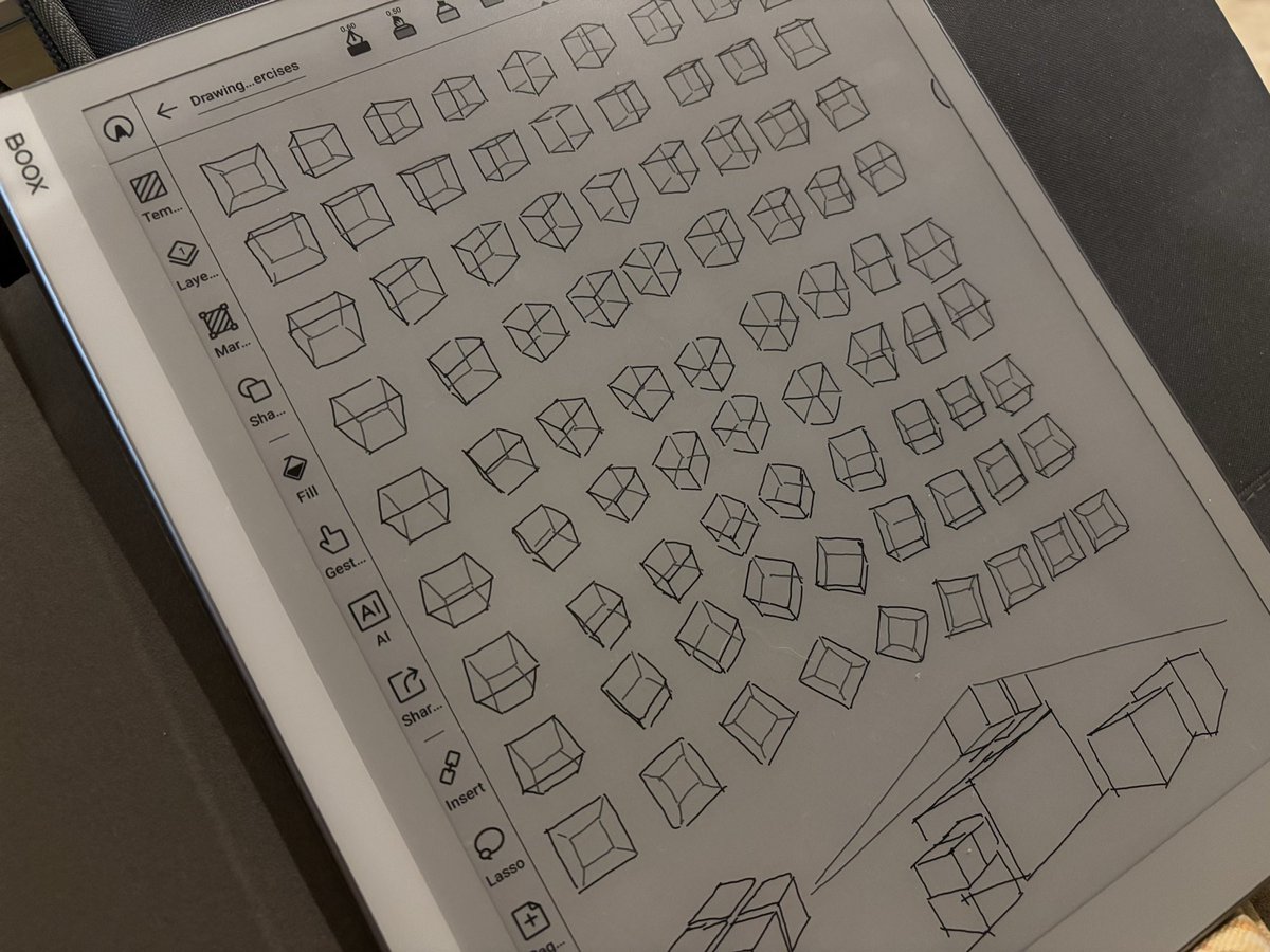 deepseabed's tweet image. For me, Procreate on iPad Pro is like a proper canvas, I tend to get nervous a little when confronting it. Whilst an e-ink gadget with an EMR pen is my notebook. この環境だとまいにちやれる。
#日々描く #drawing