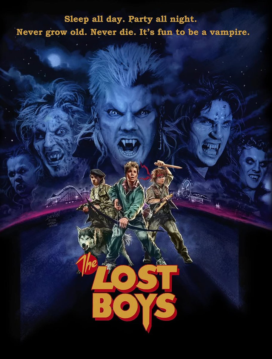 THE LOST BOYS parodies THE MONSTER SQUAD on apparel from @CavityColors.

Designed by Devon Whitehead, tees, hoodies, and more are available for 5 days only.