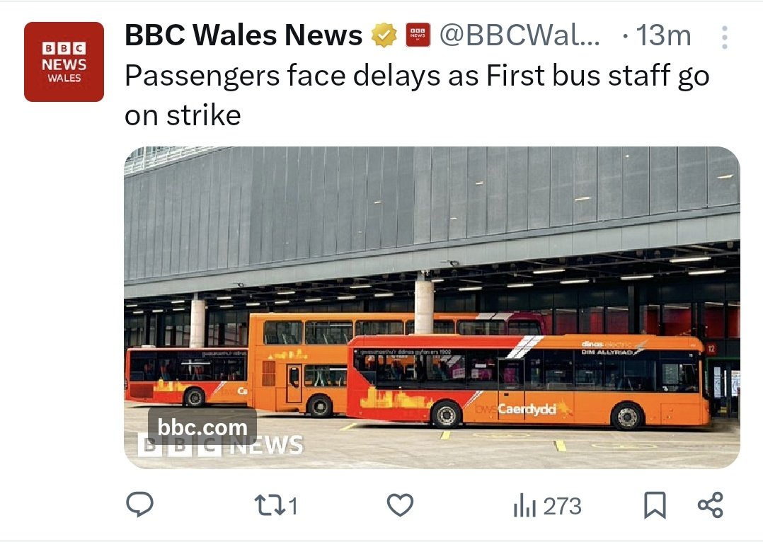 Hi <a href="/BBCWalesNews/">BBC Wales News</a>. Maybe you want to use a picture of a First Bus bus at a location they serve, rather than <a href="/Cardiffbus/">Cardiff Bus</a> at the Cardiff Interchange.