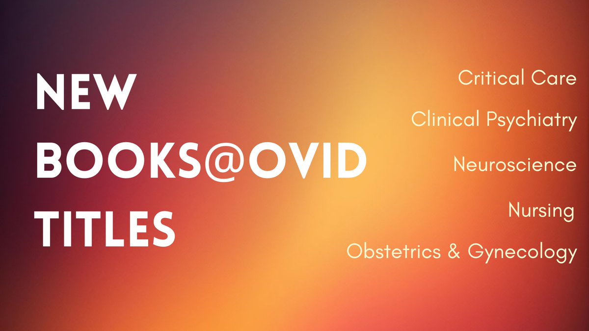 The Library has recently added some new Books@Ovid titles in Ob/Gyn, Nursing, ICU, and Neuroscience. To peruse the new titles, go to utswlibrarynews.org/?p=8285