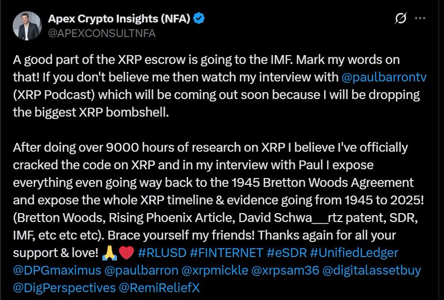 XRP Price Stable As Apex Sparks Debate With Ripple IMF Escrow Claim