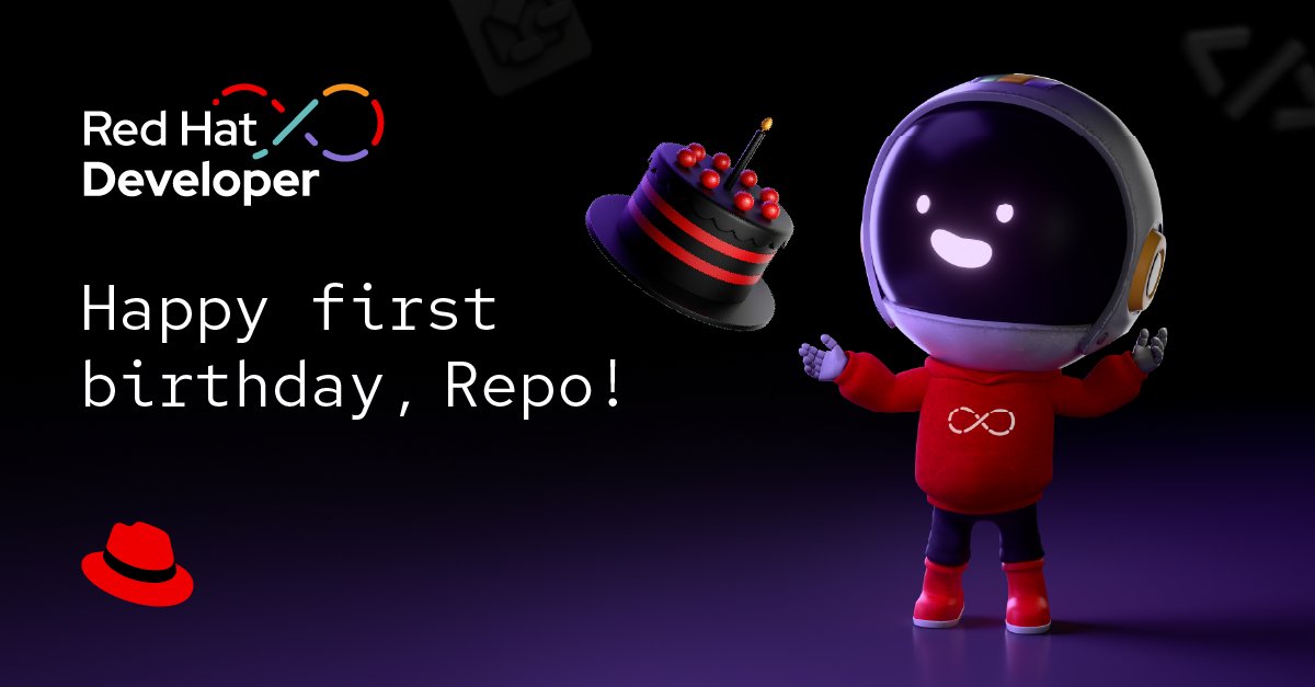rhdevelopers's tweet image. Happy 1st Birthday, Repo! 🎉🤖 

Join us in wishing our #RedHat Developer mascot a happy 1st birthday as we rewind the timeline - we're celebrating a year of Platform Engineering, #Kubernetes, and #AI leaps. 

See all the #opensource milestones: red.ht/4oH0BW3