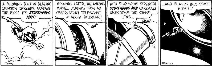 Calvinn_Hobbes's tweet image. With stupendous strength and zero restraint, Stupendous Man blasts off for adventure.
#CalvinandHobbes #StupendousMan #ImaginationUnleashed
