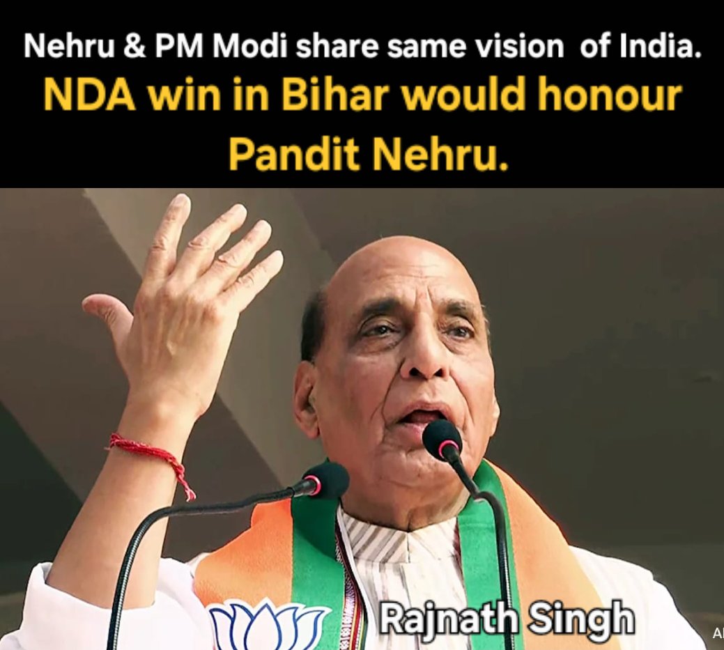If people vote the NDA to power by a two-thirds majority in #Bihar on November 14, this will be a true tribute to Pt Nehru in real terms on his birthday.

The kind of nation Nehru envisioned is the same kind of nation PM Modi is striving to build: BJP Minister, Rajnath Singh