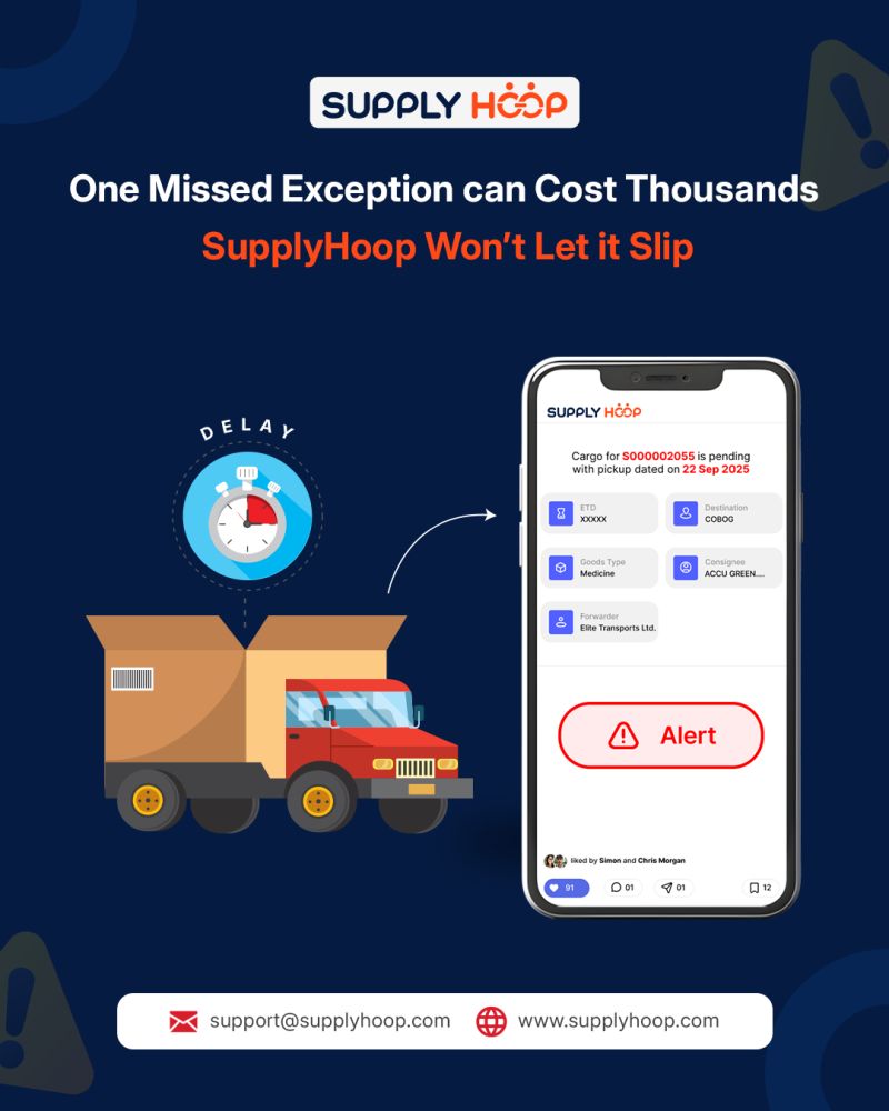 supply_hoo32380's tweet image. Have you calculated the true cost of shipment exceptions?

Read more: shorturl.at/t2b8b

📌 Visit us at supplyhoop.com

#SupplyHoop #ExceptionManagement #SupplyChainVisibility #ShipmentTracking #FreightForwarding #LogisticsMobileApp #LogisticsEfficiency