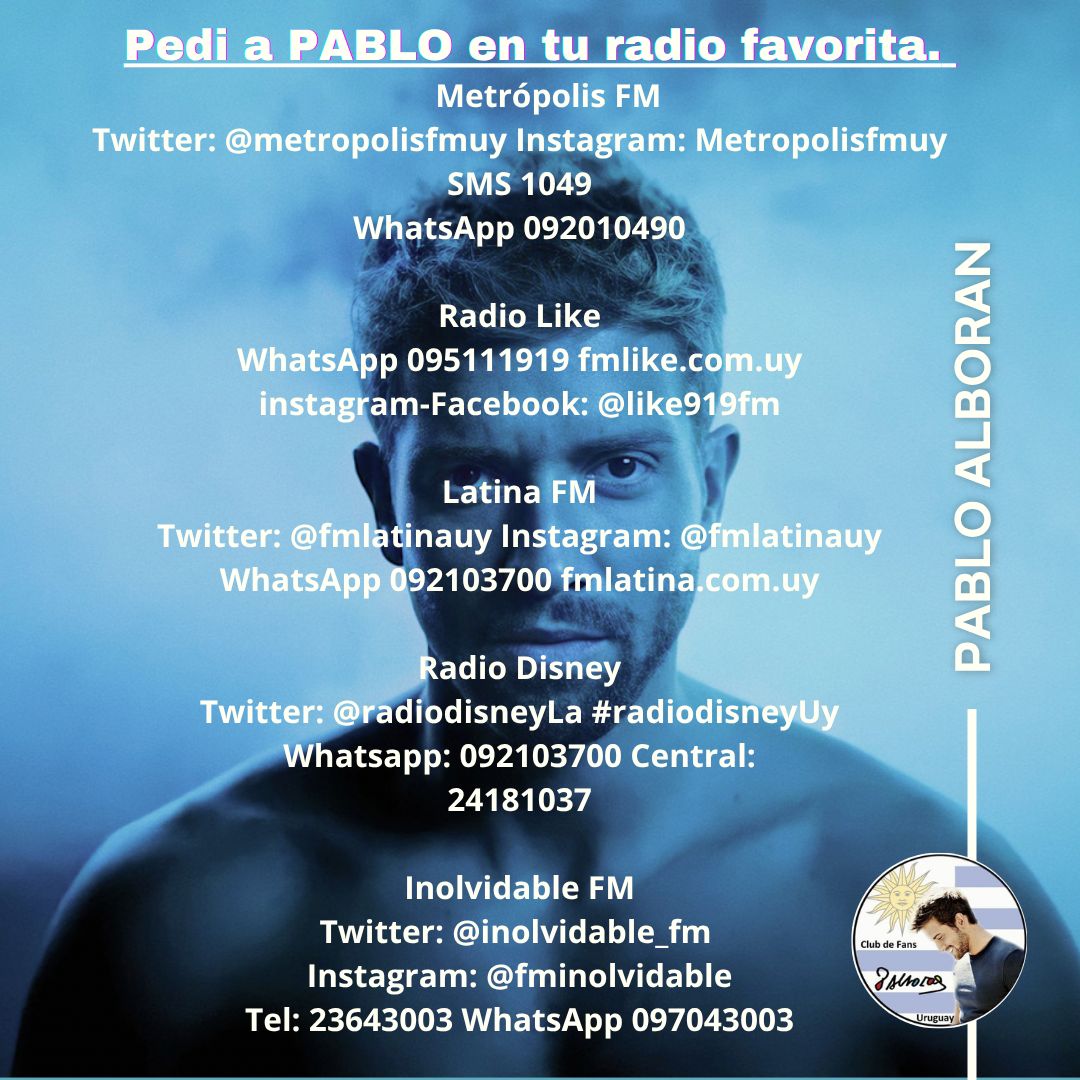 fcpalboranuru's tweet photo. Súmate a nosotros pidiendo a @pabloalboran en tu radio favorita, hoy pedimos #QueTalTeVa 🎶🎼🎧 https://t.co/diOOKGOn3g