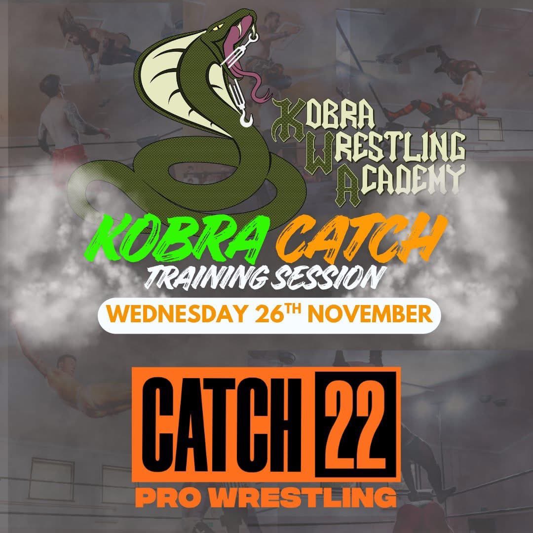 🚨ANNOUNCEMENT🚨
<a href="/Catch22Pro/">Catch 22 Pro Wrestling</a> will be hosting a special joint training session with KWA on WEDNESDAY 26TH NOVEMBER, at 7.30pm. 
Anyone affiliated with either training school welcome, but there is time to sign up to either beforehand too! Contact either school to get involved!