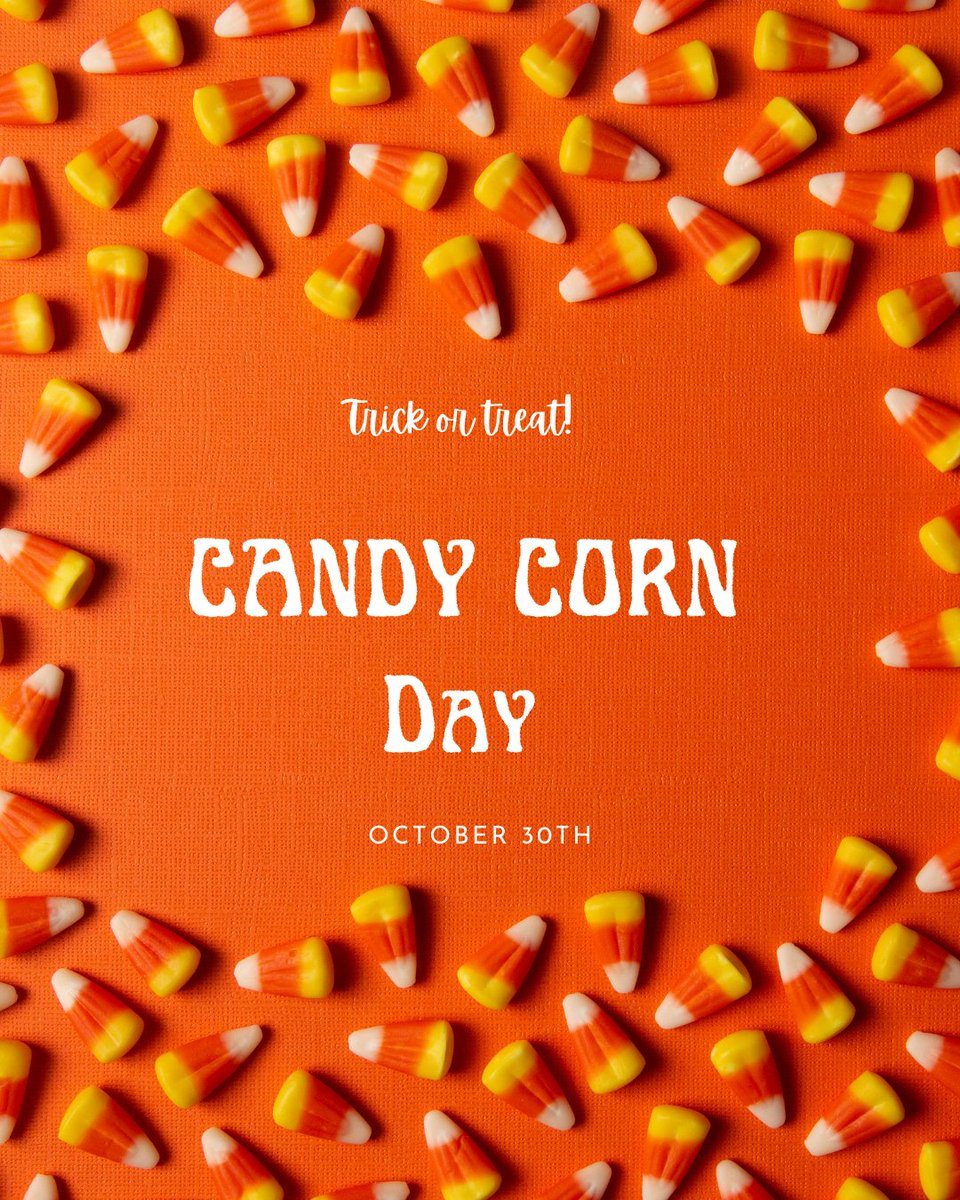 katquarterman's tweet photo. 🎃 Happy National Candy Corn Day! 🌽🍬 

Whether you're a fan or not, today is all about celebrating this iconic, tri-colored Halloween treat. Let's enjoy the sugary sweetness and embrace the Halloween spirit in all its orange, yellow, and white glory! 🧡👻 https://t.co/7z75OD7wYk