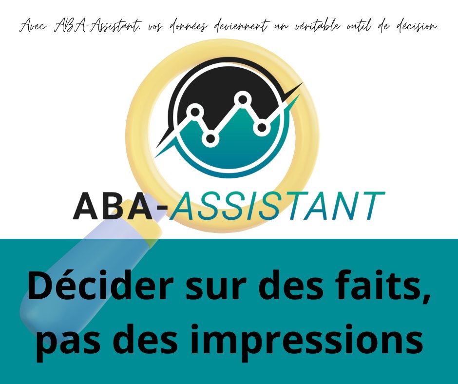La décision basée sur l’évidence

🔎 L’ABA repose sur les faits.
Avec ABA-Assistant, vous disposez d’indicateurs clairs pour savoir :
- si un objectif est atteint
- si une stratégie fonctionne
- s’il faut réviser le programme