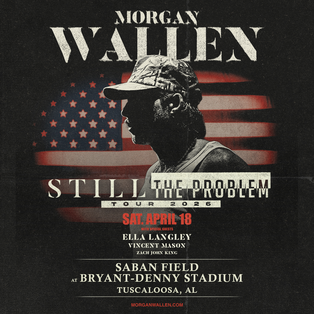 ‼️HUGE CONCERT ANNOUNCEMENT‼️

Morgan Wallen is bringing his "Still The Problem Tour" to Saban Field at Bryant-Denny Stadium in Tuscaloosa on Saturday 4/18/26. And YES we'll have tix to give away! 

Listen to ZYP next week for YOUR 🫵🏼 chance to win 

🎶: wzyp.com/player/