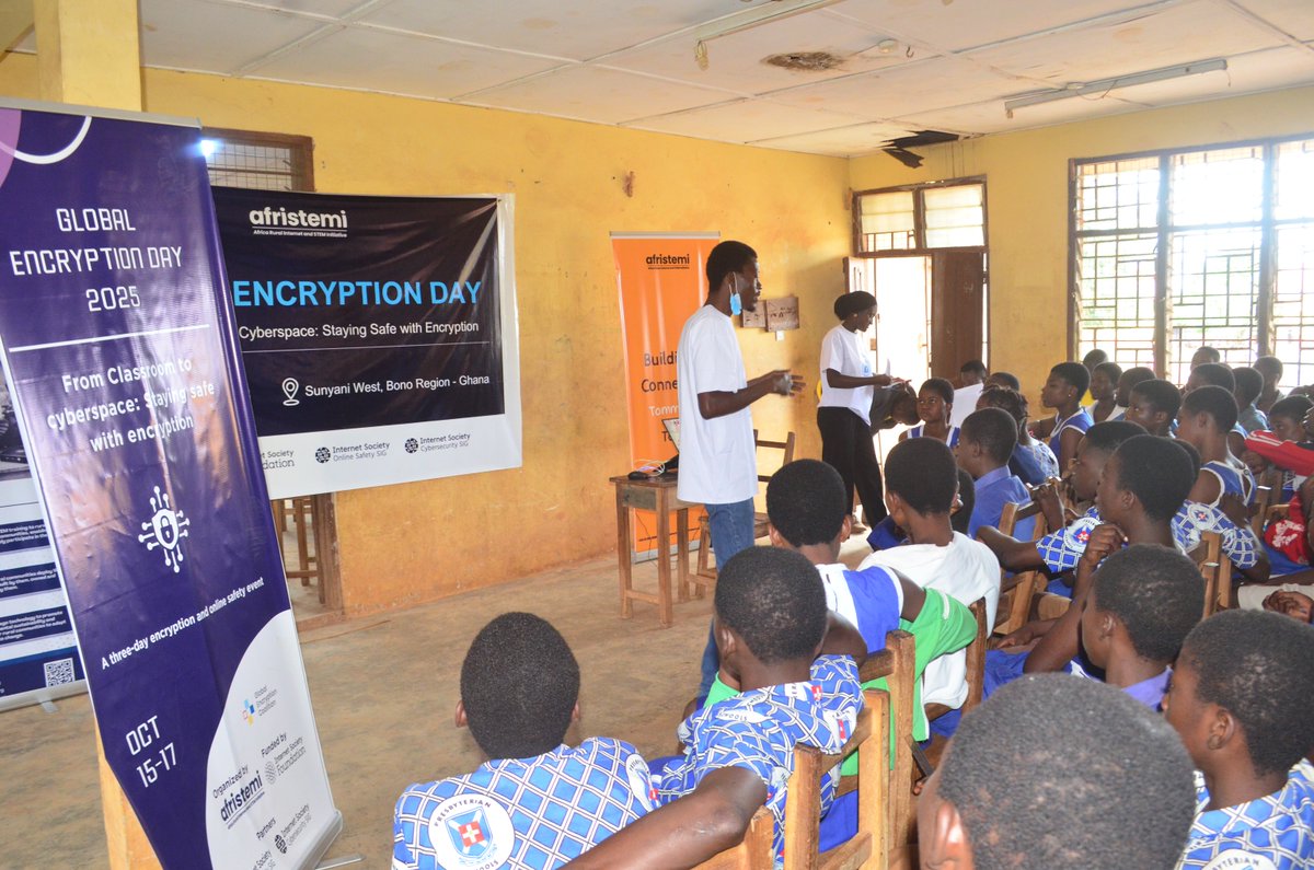 ISOC_Foundation's tweet image. ✨ Grantee highlight ✨

🌍 Global Encryption Day 2025 

With support from Internet Society Foundation,  @afristemi in collaboration with the Online Safety and Cybersecurity Special Interest Groups, hosted a 3-day program under the theme: “From Classroom to Cyberpace: Staying…