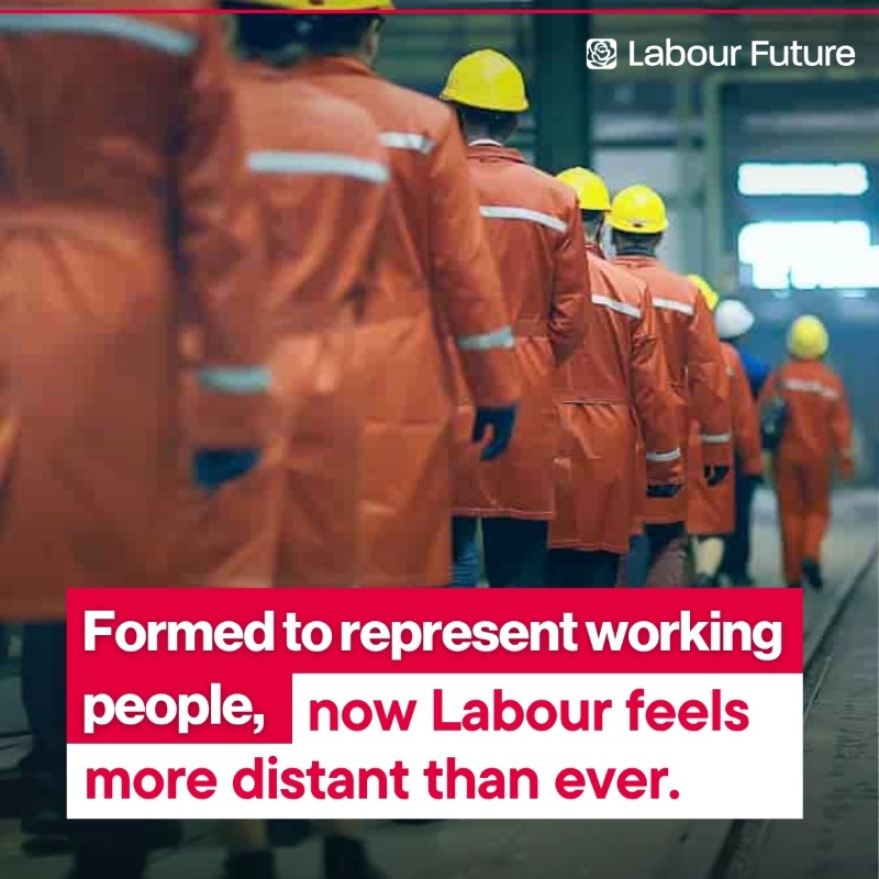 LabourfutureUK's tweet photo. Has Labour lost touch with the working class? 

Formed to represent working people, now Labour feels more distant than ever. 

It's time for Labour to reconnect with the people it was created to serve.