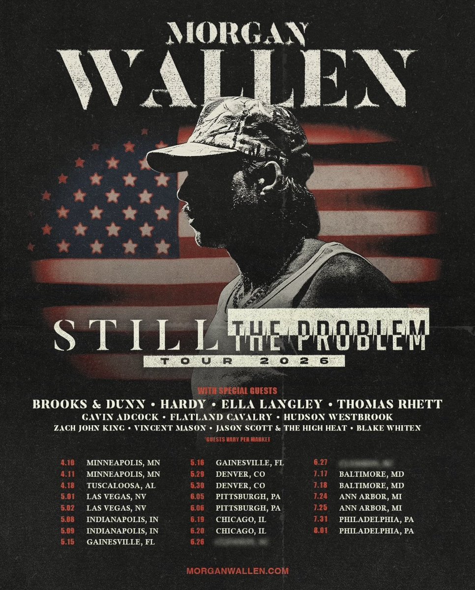 CountryChord's tweet image. Morgan Wallen officially announces the 2026 Still The Problem Tour. Sign up for presale at Stilltheproblem.com