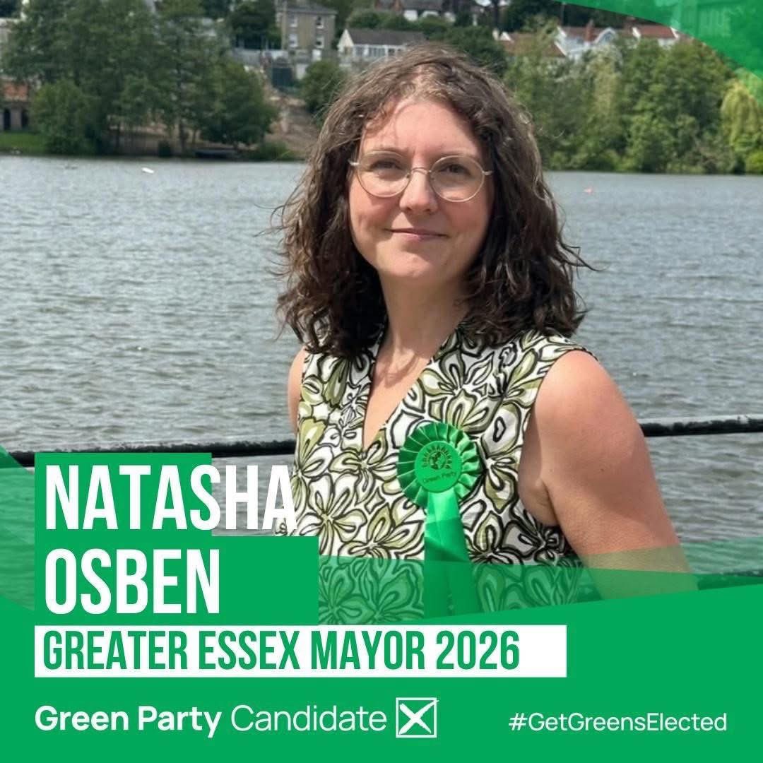 I’m delighted that Natasha Osben has been selected as the Green Party candidate for Mayor of Greater Essex. 

She took on Farage in Clacton at the GE last year, and will be a beacon of hope next May. 

Help us raise £5,000 to get her on the ballot! 

actionnetwork.org/fundraising/dr…