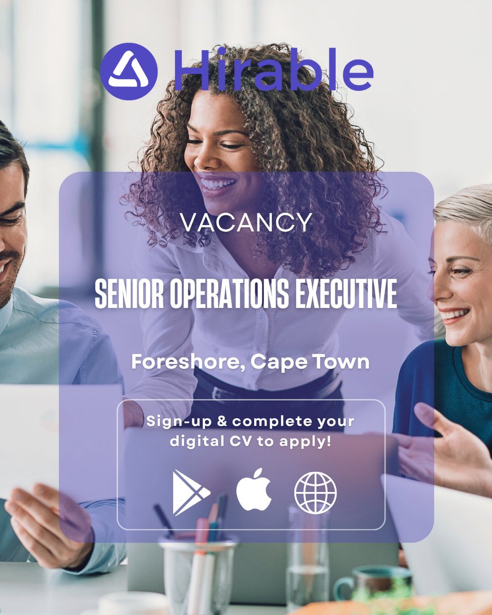 HirableSa's tweet photo. 🌍 Now Hiring: Senior Operations Executive – Travel &amp; Tourism

Apply now via Hirable: https://t.co/Us3PleoS3u

💼 9–11 years’ operational management experience
🎓 Degree in Hospitality, Tourism, or Business
📍 Cape Town | Hybrid | Excellent benefits https://t.co/pylDACcTDJ