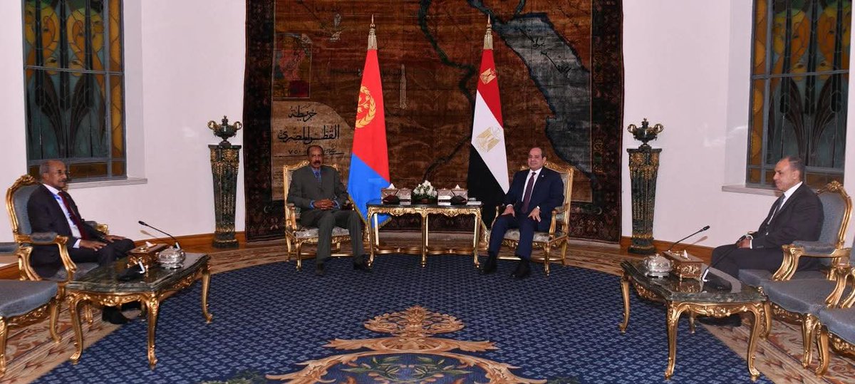 El-Sisi and Afwerki agree to support the Sudanese army, enhance Red Sea security, and cooperate on Somalia

Egyptian President Abdel Fattah El-Sisi and his Eritrean counterpart Isaias Afwerki discussed developments in Sudan, Somalia, and the Red Sea during their meeting in Cairo