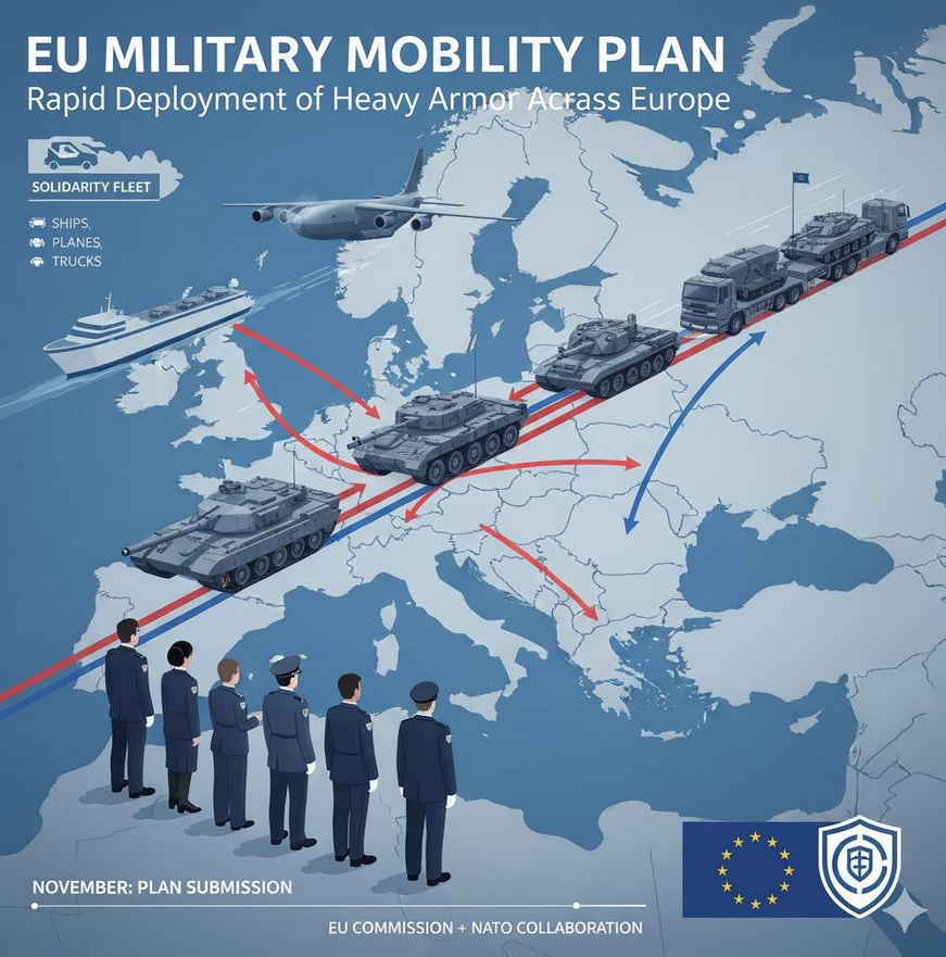 Europe 🇪🇺

La Commission Européenne travaille sur un plan ayant pour objectif d'améliorer les infrastructures pour déployer rapidement sur le flanc Est de l'équipement militaire en cas de conflit avec la Russie.