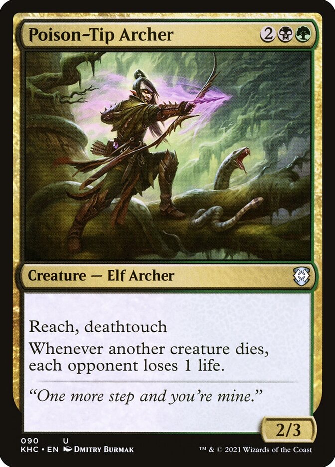 Tappedkitty2's tweet photo. @Kirblinxy Poison-Tip Archer. My brother and I began playing with the Core Set 2020 Deckbuilder's Collection as the centerpiece of our cardpool, and we both quickly recognized this as among the most powerful cards there. We fought over it regularly. https://t.co/0IbkxGRPuI