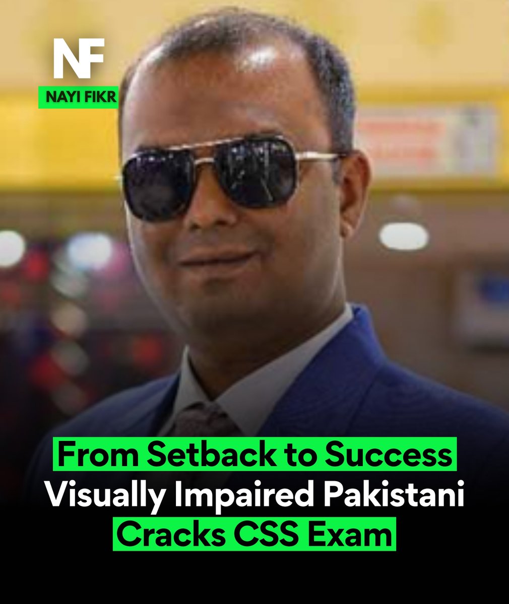 nayifikr's tweet image. A visually impaired Pakistani has achieved the incredible — passing the CSS exam, one of the toughest in the country.

Disclaimer: Info only, not publisher’s views. AI-generated image.

#Inspiration #CSSExam #Pakistan #SuccessStory #NayiFikr