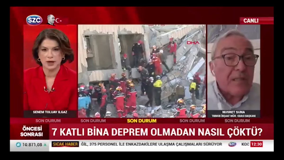 📢TMMOB İnşaat Mühendisleri Odası Yönetim Kurulu Başkanı Nusret Suna, Kocaeli’nin Gebze ilçesinde 29 Ekim 2025 tarihinde meydana gelen 7 katlı bina çökmesiyle ilgili olarak Sözcü TV’ye açıklamalarda bulundu.
youtube.com/watch?v=imHZGL…
<a href="/nusret_suna/">Nusret Suna</a>