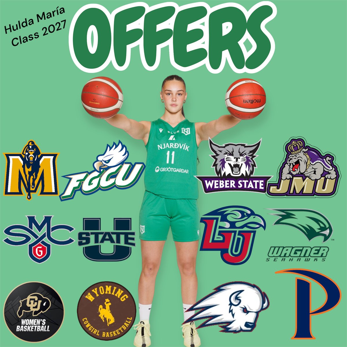 I am so grateful that coaches/schools from around the world 🇺🇸 are reaching out.
Small town girl from Iceland who has big dreams of playing basketball and go to college.

Talked/met so many great coaches and persons since my recruiting started and every program looks so good and