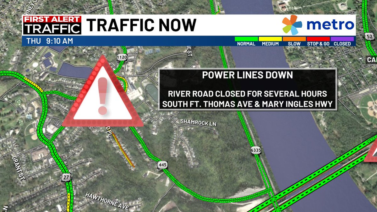 ROAD CLOSED: It may take several hours to make repairs, with multiple power lines down in Campbell County. Updates <a href="/FOX19/">FOX19 NOW</a> #TheTrafficGuy #FirstAlertTrafficDay
