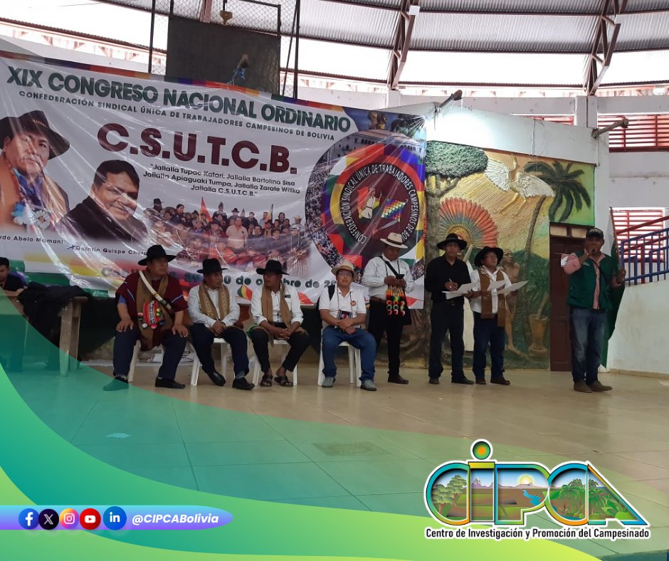 CIPCA_Bolivia's tweet image. 🌾🇧🇴 En Cobija, #Pando se realiza el XIX Magno Congreso Ordinario de la #CSUTCB con más de 1.200 delegados de los 9 departamentos del país.
El encuentro definirá mandatos y elegirá al nuevo Comité Ejecutivo Nacional. ✊🌱
#MovimientoCampesino #BoliviaRural #DemocraciaComunitaria