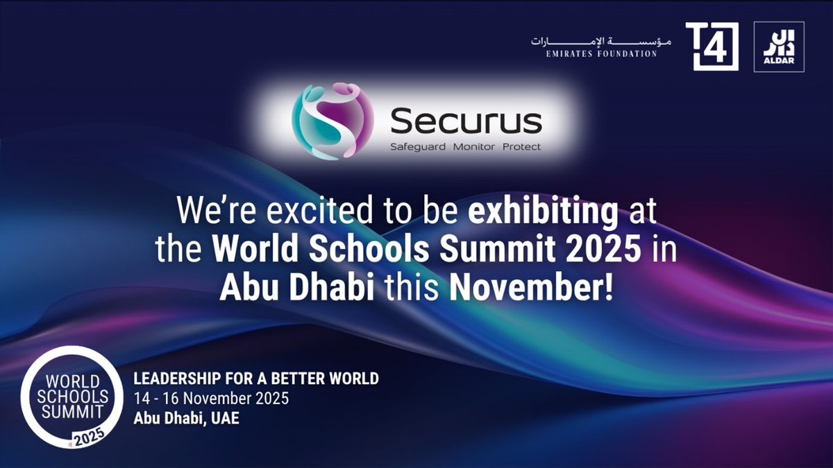 SecurusSoftware's tweet image. We’re proud to be exhibiting at the World Schools Summit in Abu Dhabi, hosted by @T4Education – a global gathering of school leaders &amp;amp; decision makers with a common understanding &amp;amp; ambition to tackle today’s biggest challenges in education! #onlinesafety
