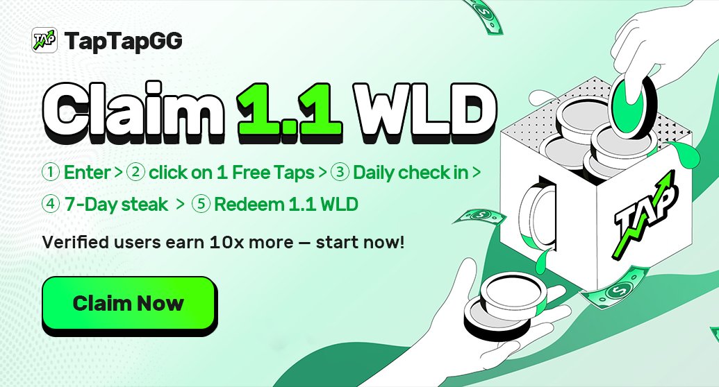 DropWalletHUB's tweet photo. 🆓TapTapGG Airdrop is LIVE!
🎁Claim 1.1 WLD now!
💵Verified users earn 10x more 🚀
How to claim👇
1⃣Enter TapTapGG App
2⃣Click “1 Free Taps”
3⃣Daily check-in for 7 days
4⃣Redeem 1.1 WLD via DropWallet
🤝 DropWallet is safe & real. Start earning today!
#Airdrop #WLD #DropWallet https://t.co/WXiGuNa8aC